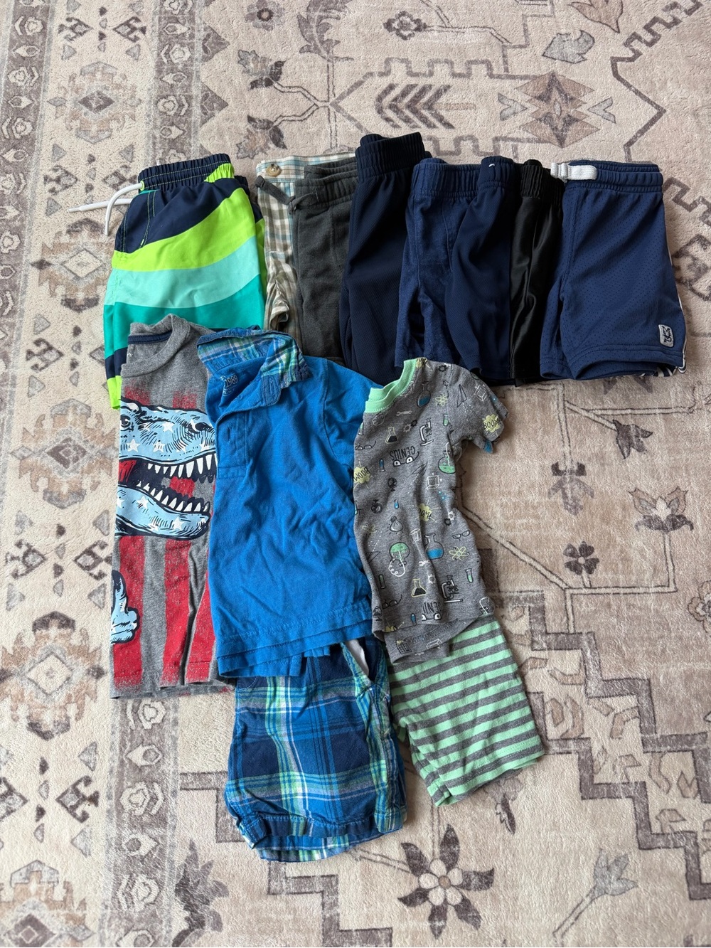 Boys Mixed Shorts & Tops Bundle - Navy, Blue, Green